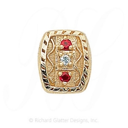 GS264 D/R - 14 Karat Gold Slide with Diamond center and Ruby accents 